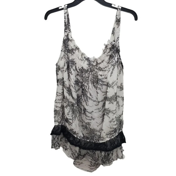 Daniel Rainn Women's White Black‎ Marble Print Chiffon Victorian Lace Tank XL - Picture 8 of 8